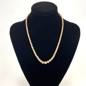 Vintage Faux Pearl Necklace Single Strand Sterling Silver Hook Clasp